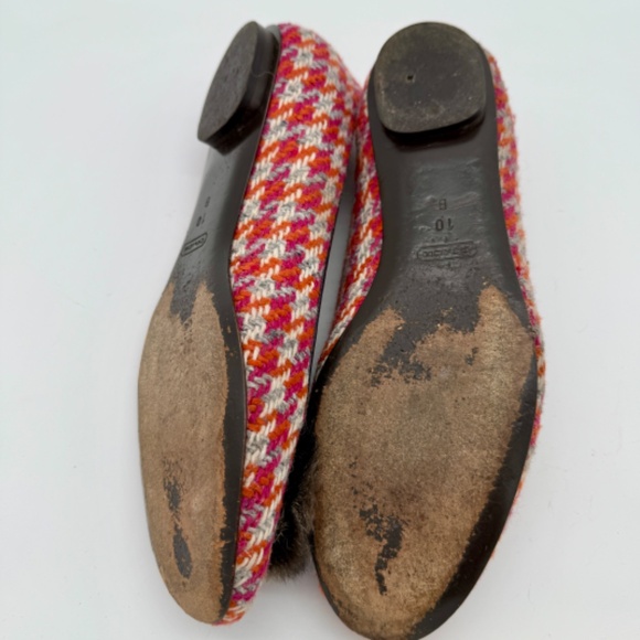 Coach Made in Italy Tweed Fur Pom Flats A2053 Vintage Size 10 - Picture 10 of 10